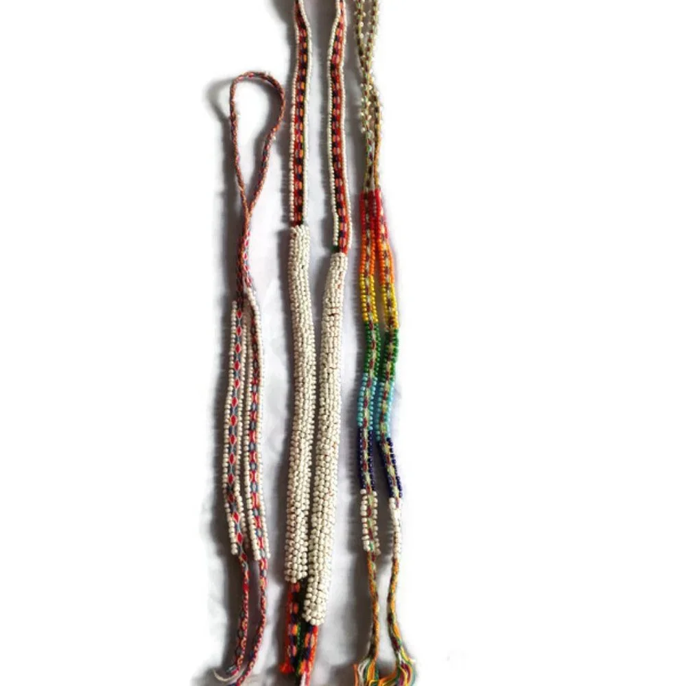 3 Handwoven Ties Decorated with Multicolor Beads - Picture 3 of 5